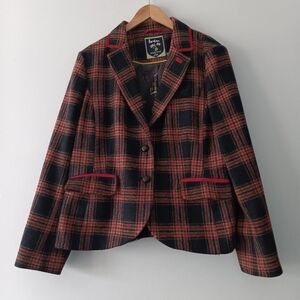 Boden British Tweed by Moon Wool Plaid Blazer Tailored Jacket US 16